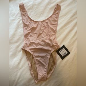 Norma Kamali blush one piece swim suit NWT